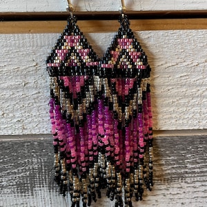 Native Made Beaded Earrings; Made by Cree Descendant