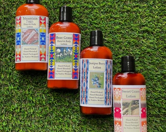 Authentic Native Made Lotion; Sage, Juniper, Beargrass & Sweetgrass; 4oz