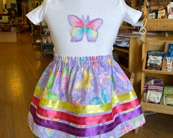 Children’s Ribbon Skirt with Matching Onesie; Size 6 to 9 Months; Made in Montana