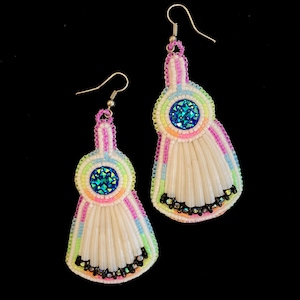 Authentic Native Made Beaded Earrings; Dentalium