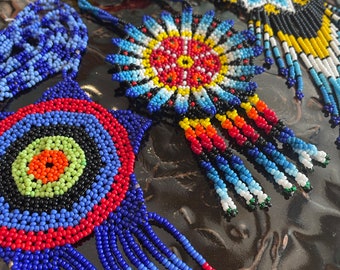 Authentic Indigenous Made Beaded Medallions; Large and Small