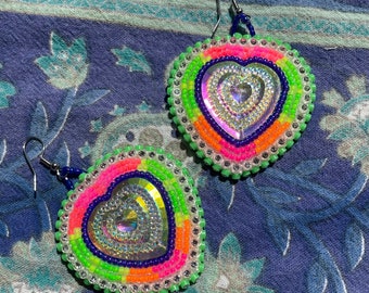 Native Made Beaded Earrings; Powwow Style