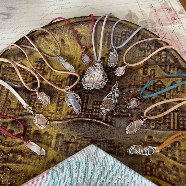 Handmade Wire Wrapped Necklaces; Montana Made; Sustainably Sourced Stones