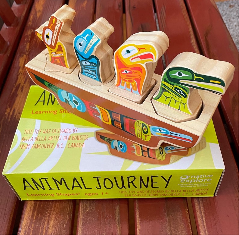 Animal Journey by Native Northwest; Learning Shapes Toy by artist Ben Houstie