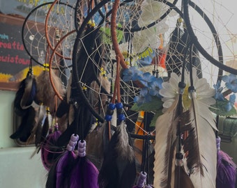 7” Authentic Native Made Dreamcatchers; Leather, Sinew, Real Feathers; Made in Montana