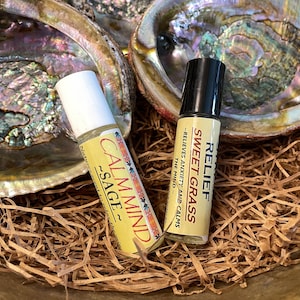 Rodillo de aromaterapia de hierba dulce y salvia: auténtico alivio del estrés de fabricación nativa