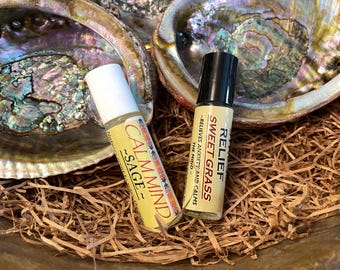 Sweetgrass, Sage Aromatherapy Roller: Authentic Native Made Stress Relief