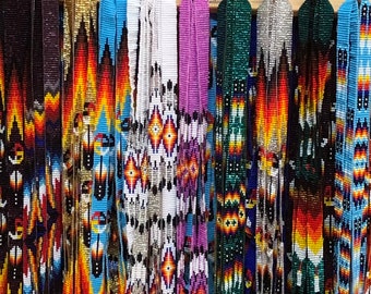 Bulk Indigenous Loom Bead Lanyards in Native Designs; Lot of 25