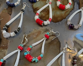 Authentic Native Made Dentalium Shell Beaded Earrings