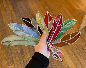 Suncatcher Feathers; Stained Glass made by Apache Descendant