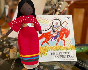 Authentic Native Made Elk Tooth Dress Doll with Book