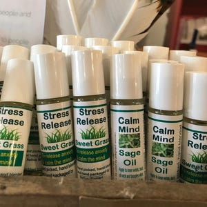 Sweetgrass or Sage Aromatherapy Stress Relief Roller; Sweetgrass or Sage Oil; Authentic Native Made; Red Root