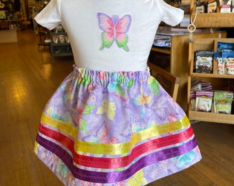 Children’s Ribbon Skirts with Matching Onesies; Size 9-12 month; Made in Montana