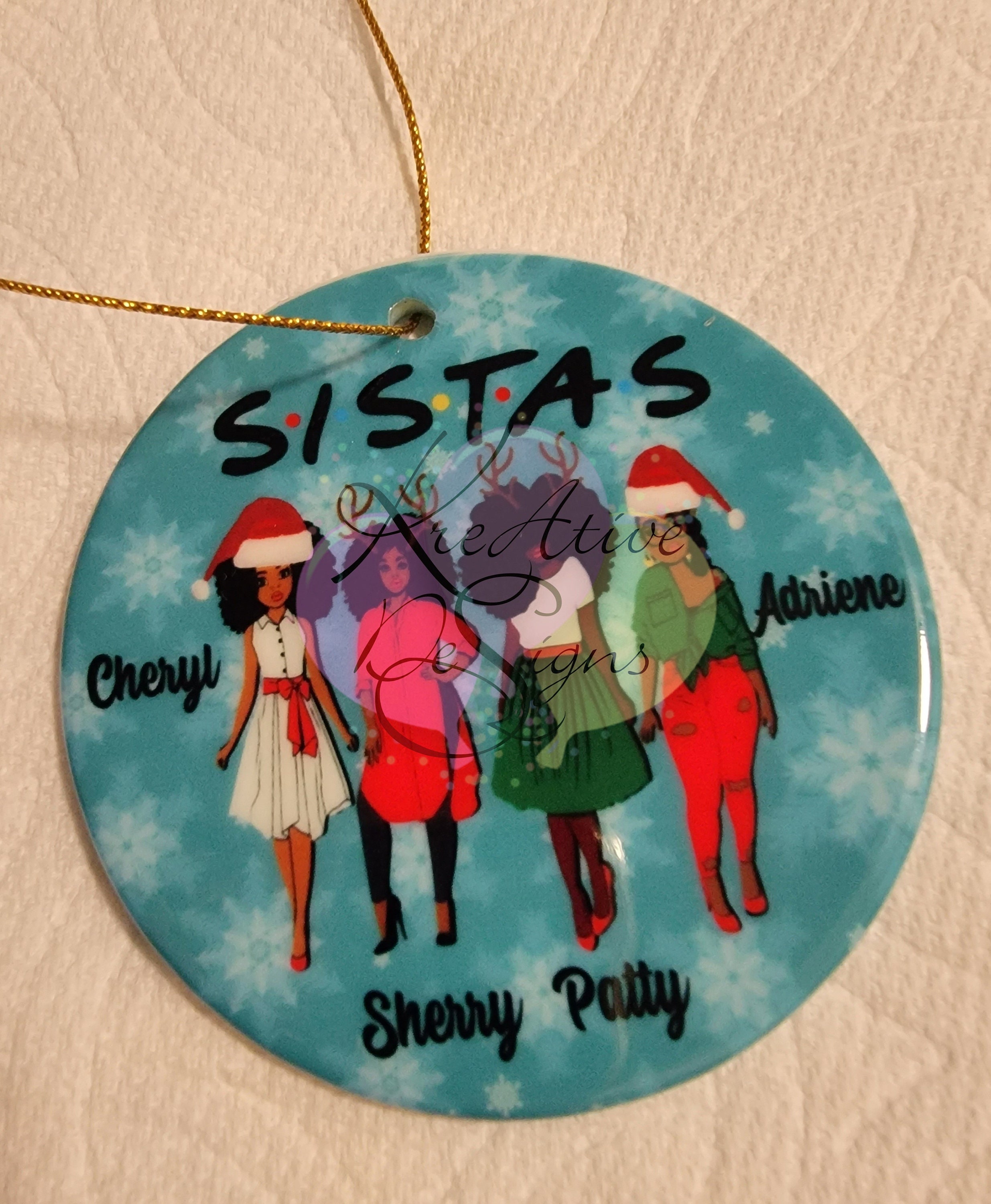 African American Sista's Ornament, Personalized Sista's Christmas Ornament Custom Ornament MDF ...