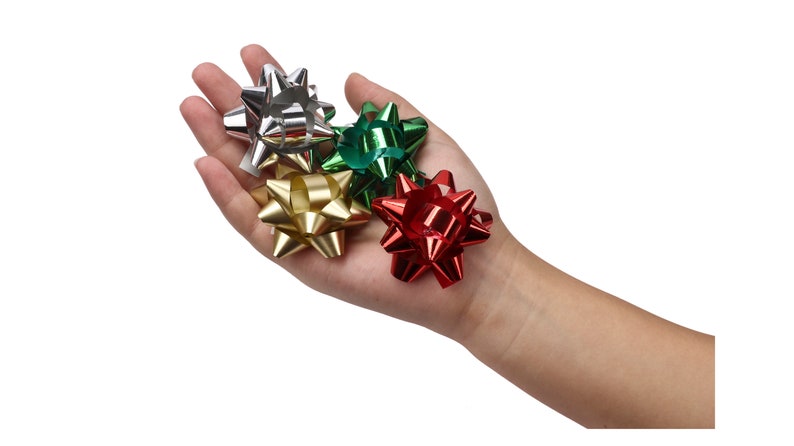 LaRibbons Gift Bow SilverRedGoldWhite 72pcs Bundle