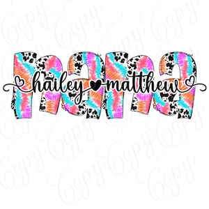 Digitaler Download Personalisierte Kuh Tie Dye Mama Oma Nana MiMi JEDER Name Sublimation PNG NUR impressingdesignz1