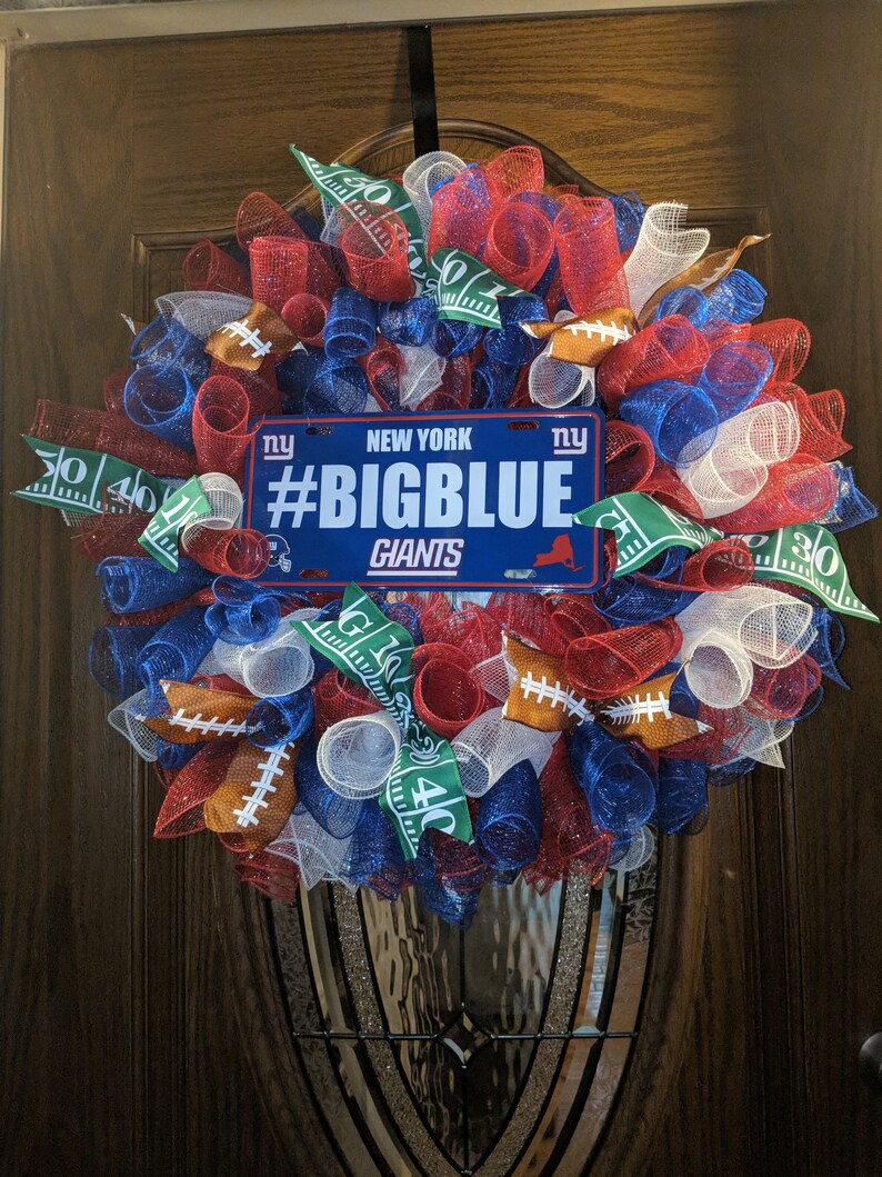 Ny Giants Football Wreath Ready To Ship Etsy