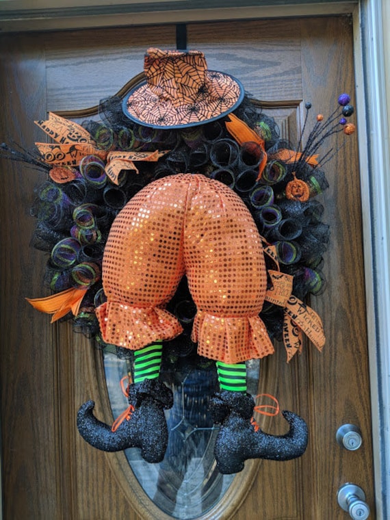 Witch Crashing into the house wreath