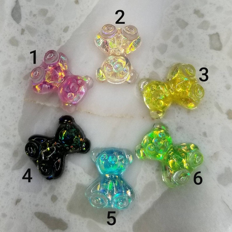 Nail charms Miniature Glitter Gummy Bears 11mm length | Etsy