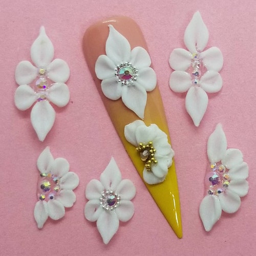 Nail Charms 3D Side Flowers and Petals Various Colors Etsy