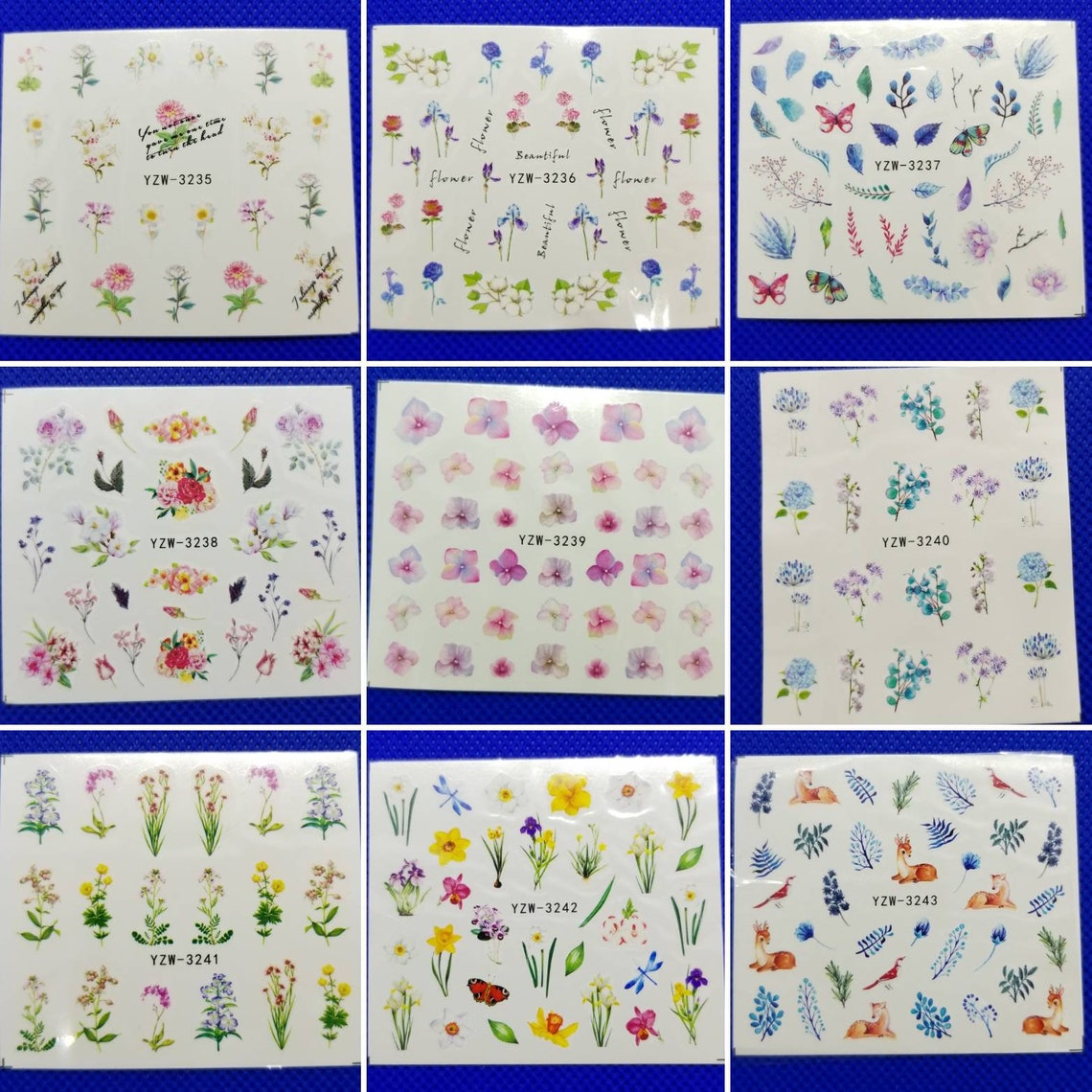 Water Decals spring flowers Waterslide Water transfer Stickers Etsy