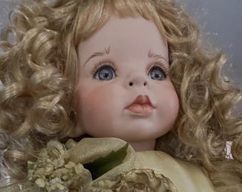 Second Hand Rose Porcelain Doll by Donna Hubert, The  Doll Artworks Inc