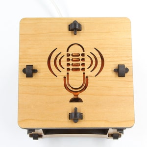 On Air Home Office Wooden Statement Lantern, Cozy unique lantern made with solid Maple or Cherry Wood, Professionally finished electric lamp image 4