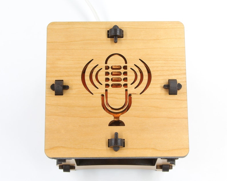 On Air Home Office Wooden Statement Lantern, Cozy unique lantern made with solid Maple or Cherry Wood, Professionally finished electric lamp 画像 4