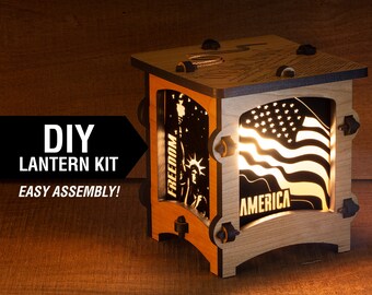 American Freedom DIY wooden lantern craft kit, do it yourself craft kit for adults and children