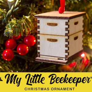 My Little Beekeeper Original Beehive Ornament, Mini Hive, Christmas Bee Gift, Beekeeping gift, Wood holiday stocking stuffer image 1