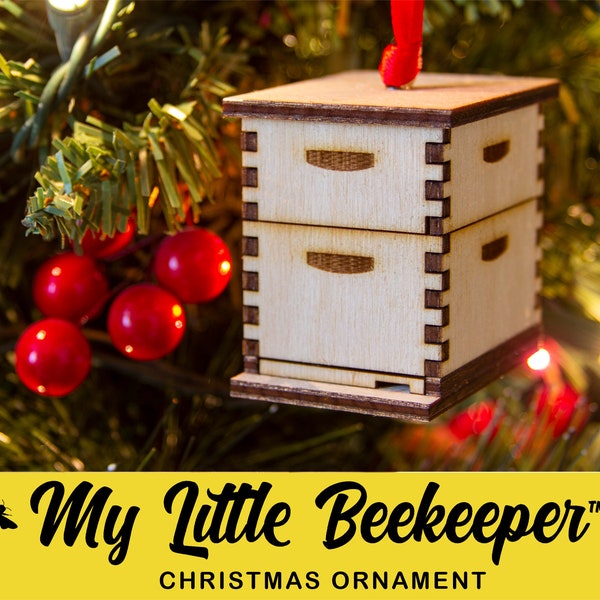 Ornement original de ruche My Little Beekeeper, mini ruche, cadeau abeille de Noël, cadeau apiculture, bas de Noël en bois