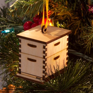 My Little Beekeeper Original Beehive Ornament, Mini Hive, Christmas Bee Gift, Beekeeping gift, Wood holiday stocking stuffer image 3