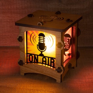 On Air Home Office Wooden Statement Lantern, Cozy unique lantern made with solid Maple or Cherry Wood, Professionally finished electric lamp image 2