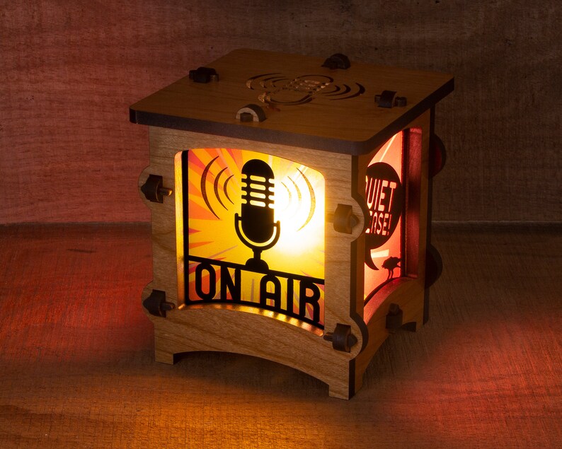 On Air Home Office Wooden Statement Lantern, Cozy unique lantern made with solid Maple or Cherry Wood, Professionally finished electric lamp image 2