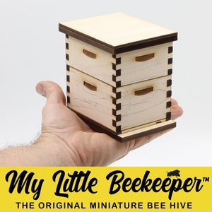 Mini DIY Bee Hive Model Kit, My Little Beekeeper Original Model Kit Langstroth Beehive, All Wood Parts with glossy paper honeycomb