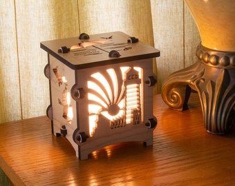 Grand Haven Michigan Lighthouse Wooden Statement Lantern, Unique Pier lantern made with solid wood, Professionally finished electric lamp