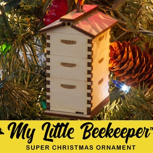 My Little Beekeeper Super Beehive Ornament, Mini Hive bauble, Christmas Bee Gift, Beekeeping gift for him or her
