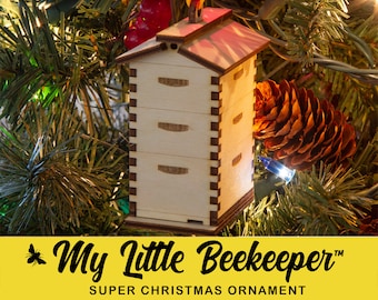 My Little Beekeeper Super Beehive Ornament, Mini Hive bauble, Christmas Bee Gift, Beekeeping gift for him or her