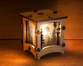 Peaceful Forest Wooden Statement Lantern, Cozy unique lantern made with solid Maple or Cherry Wood, Professionally finished electric lamp