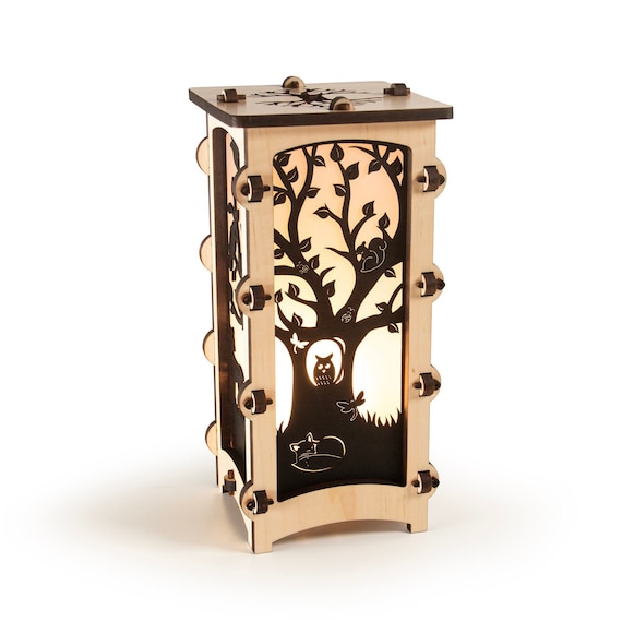 Cherry wood top tree lamp