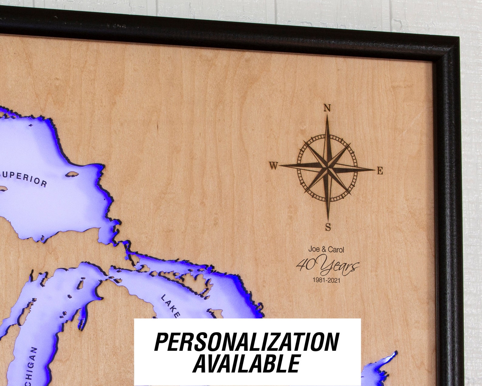Great Lakes Light Map LED Lit Map of Michigan and Great Etsy