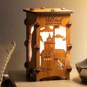 Wood Holland Big Red Lighthouse lamp beach town laser cut lamp housewarming gift lighthouse lantern Michigan decor gift for sailors image 6