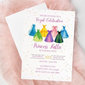 Princess Birthday Invitation | Royal Celebration Invite | Watercolor Princess Dress Party | Editable Girl Birthday Template|Instant Download