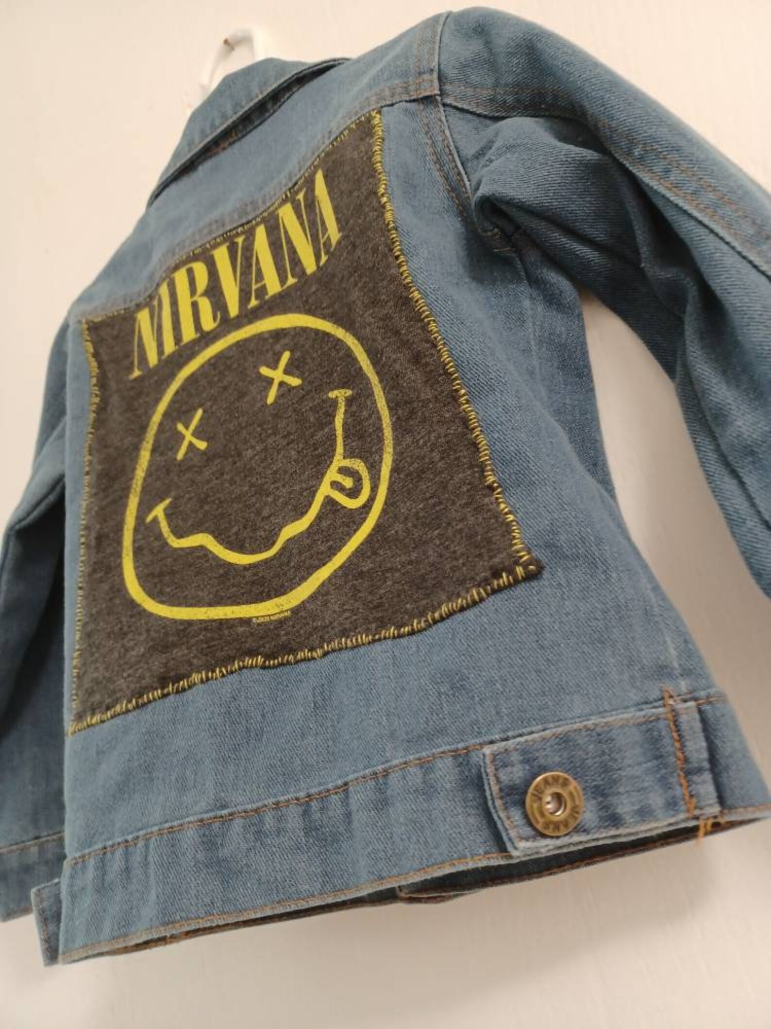 Toddlers grunge battle jacket Nirvana 2T denim jean jacket | Etsy