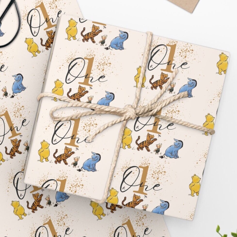 Winnie the Pooh Wrapping Paper First Birthday Etsy