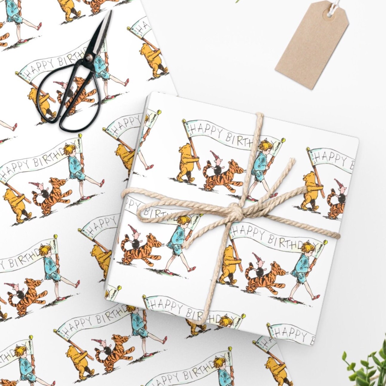 Winnie the Pooh Wrapping Paper Baby Shower Retro Cute Wrapping Paper  Birthday Wrapping Paper 
