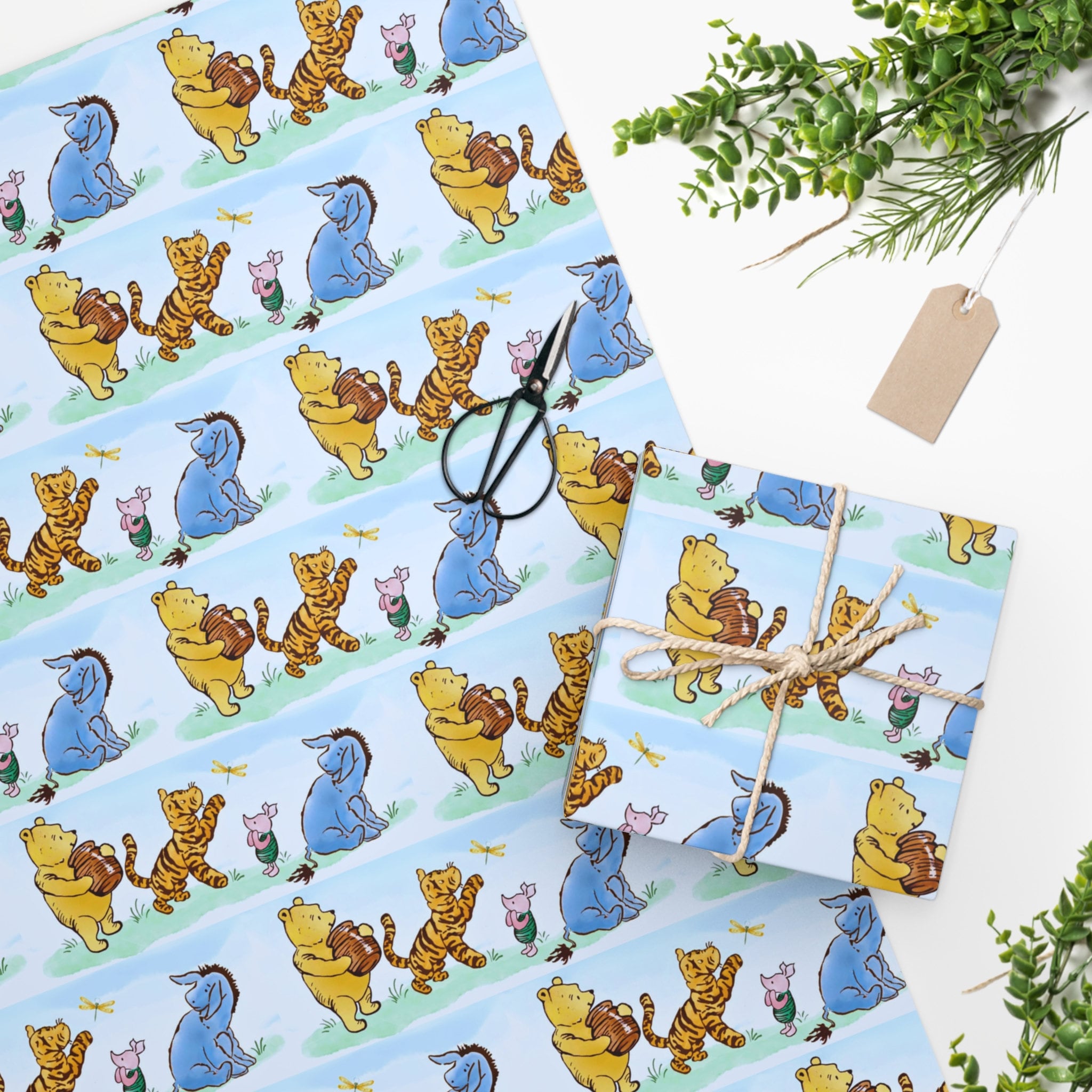 Classic Winnie the Pooh Wrapping Paper With Tigger, Piglet, Eeyore Etsy