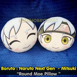 Anime Pillow - Round Shape Chibi Cute Style Head Plushies - Naruto Boruto Uzumaki Mitsuki Uchiha Sasuke Haruno Sakura Ninja Characters