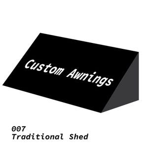 Traditional Shed Awning Canopy (Model 007) – DIY-Friendly Kit for Storefronts, Windows, Doors, Patio, Commercial and Residential Use