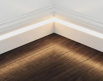 LED Baseboard Molding (6ft)  - Diy-Ready - No Soldering Required - 24V Low-Voltage COB LED - Complete Kit